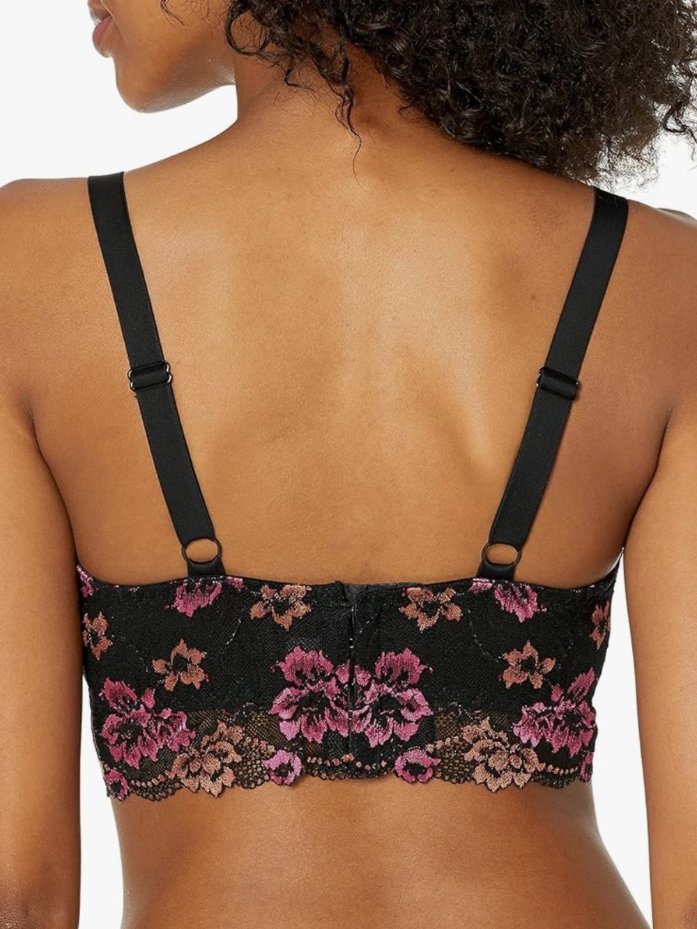 NWT Cosabella Savona Curvy Longline Bralette Virtual Pink Black Floral Lace Sz M - Picture 2 of 7